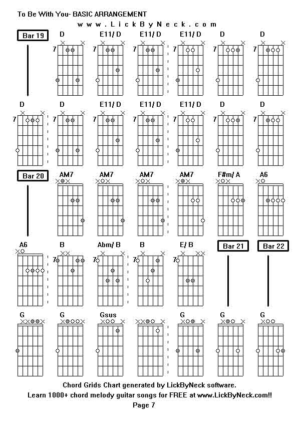 Chord Grids Chart of chord melody fingerstyle guitar song-To Be With You- BASIC ARRANGEMENT,generated by LickByNeck software.